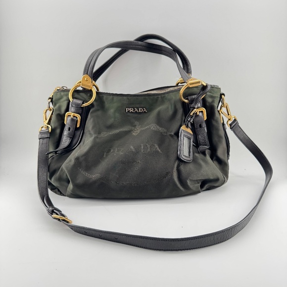 Prada Tessuto Nylon Shoulder Bag with Leather Trim – Black - Picture 1 of 15